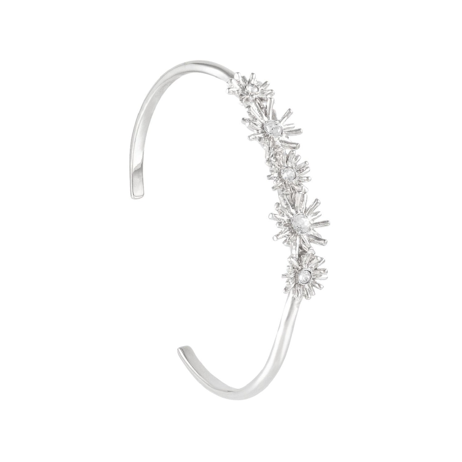Platinum & Crystal Bangle Bracelet, Series Bouquet