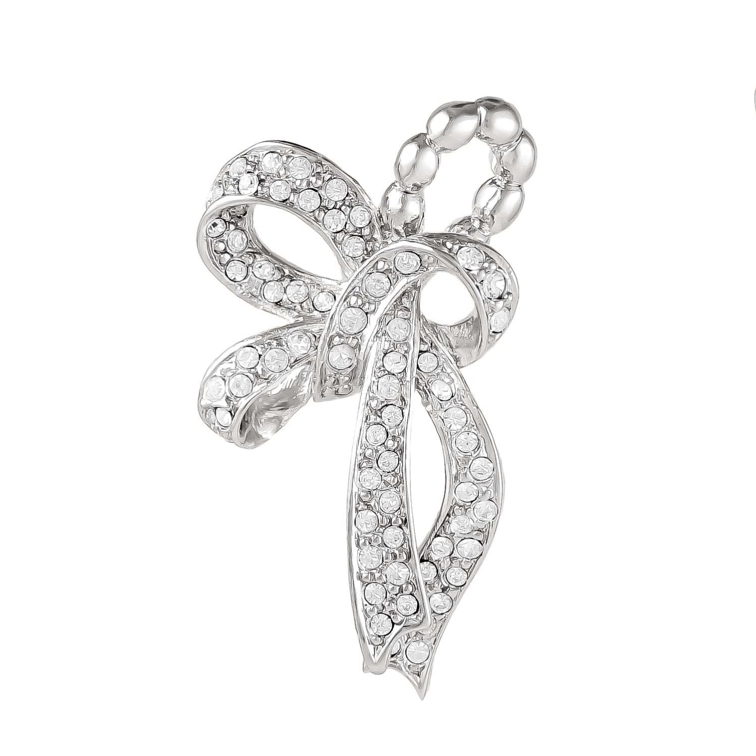 Platinum & Crystal Bow Earrings, Series Cinta