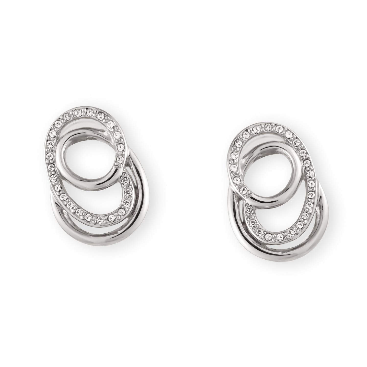 Platinum & Crystal Clip On Earrings, Series Atomos