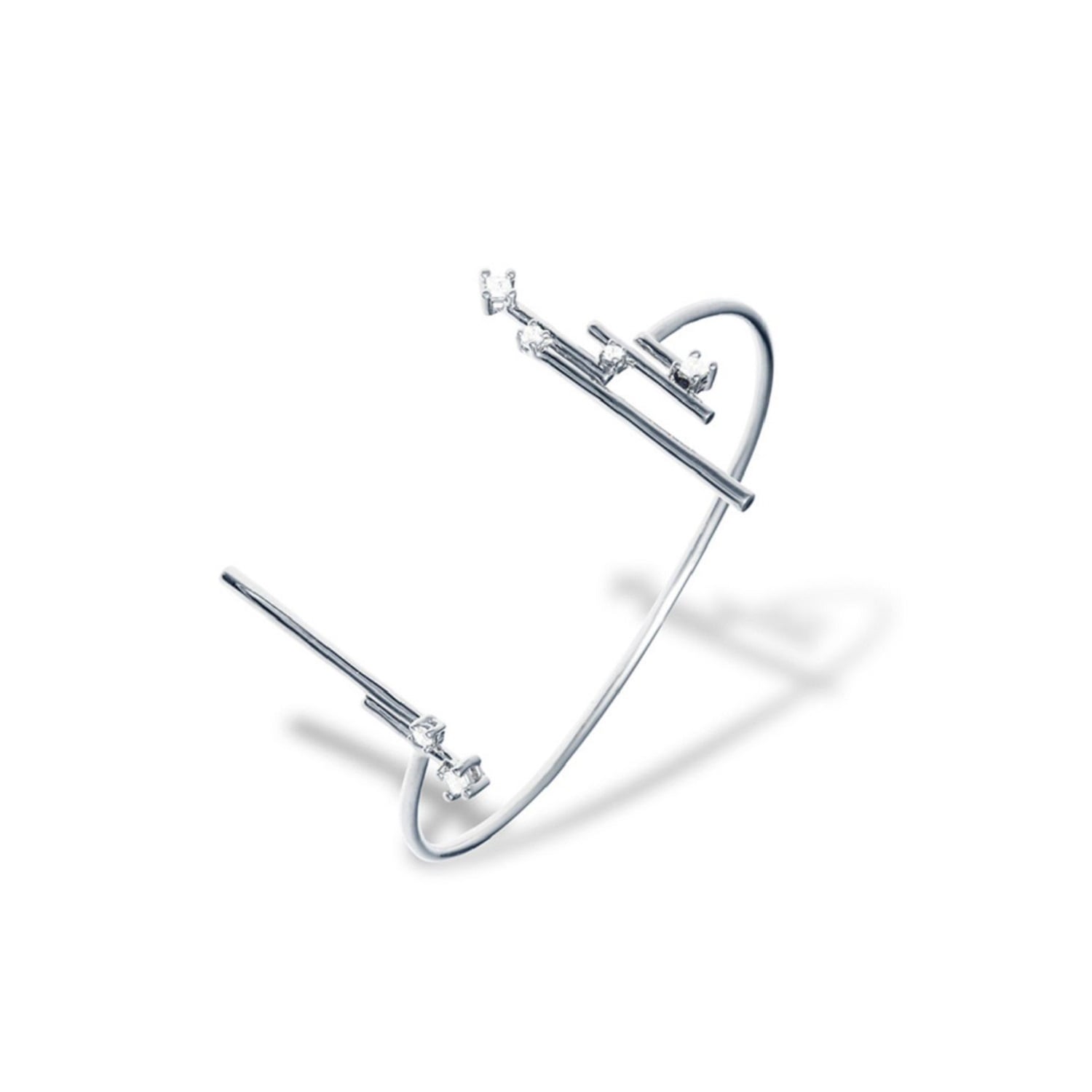 Platinum & Crystal Open Bangle Bracelet, Series Starlight