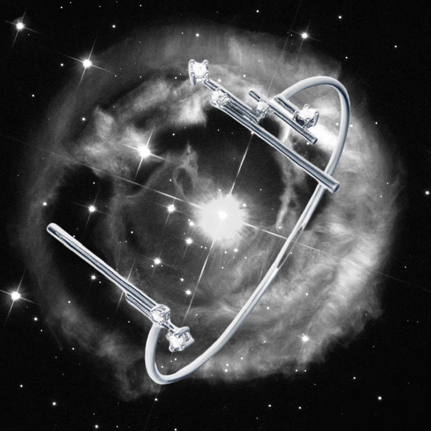 Platinum & Crystal Open Bangle Bracelet, Series Starlight