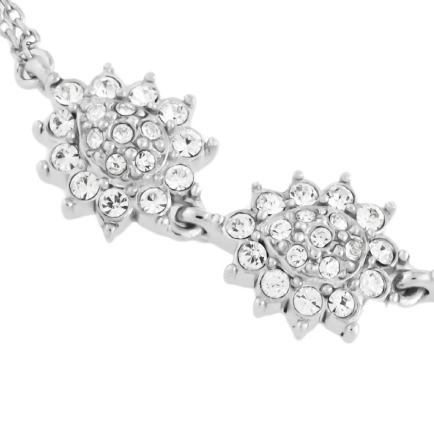 Platinum & Crystal Flower Statement Bracelet, Series Gleam