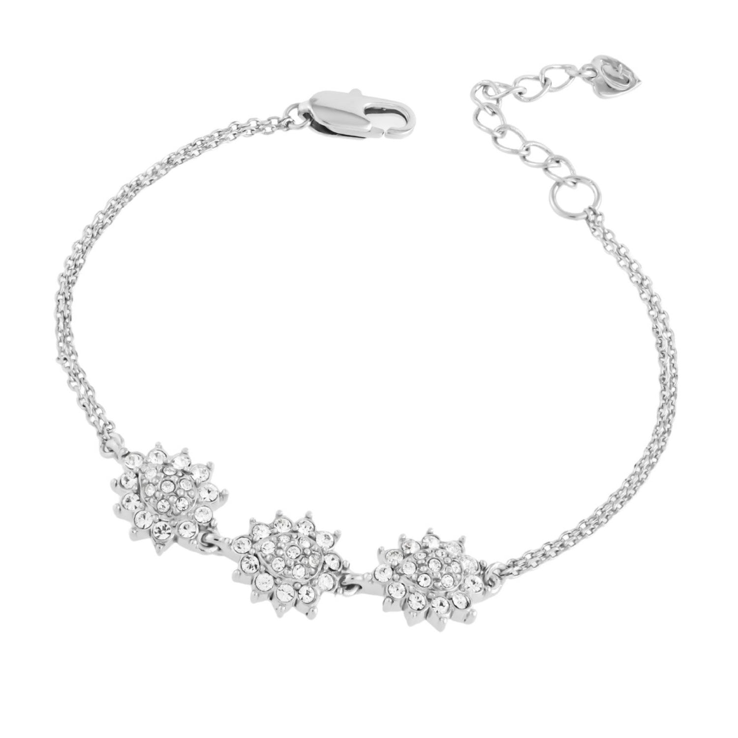 Platinum & Crystal Flower Statement Bracelet, Series Gleam