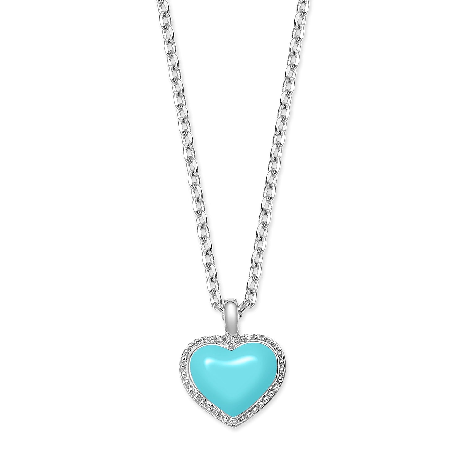 Platinum & Light Blue Enamel Heart Necklace, Series Pop Heart
