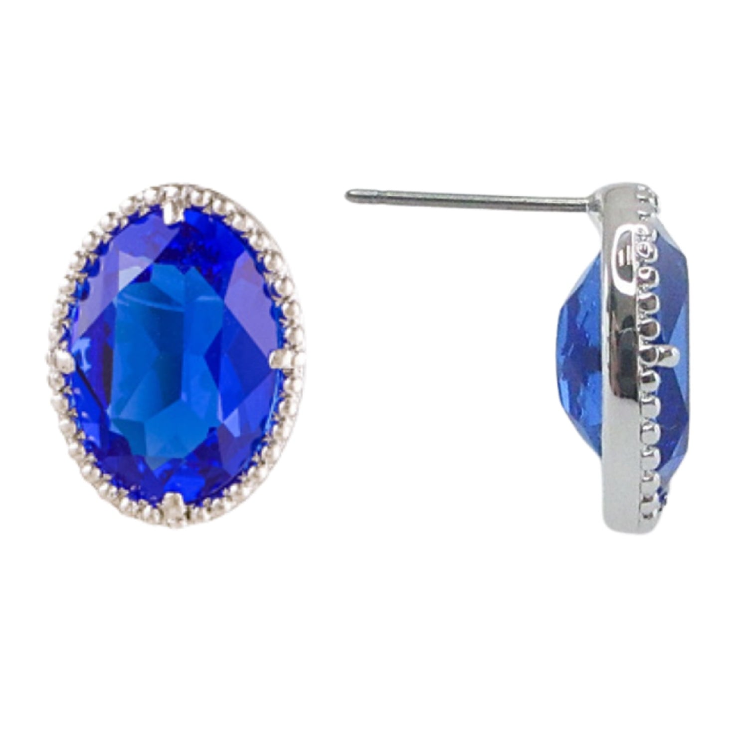 Platinum & Majestic Blue Crystal Earrings, Series Dazzle
