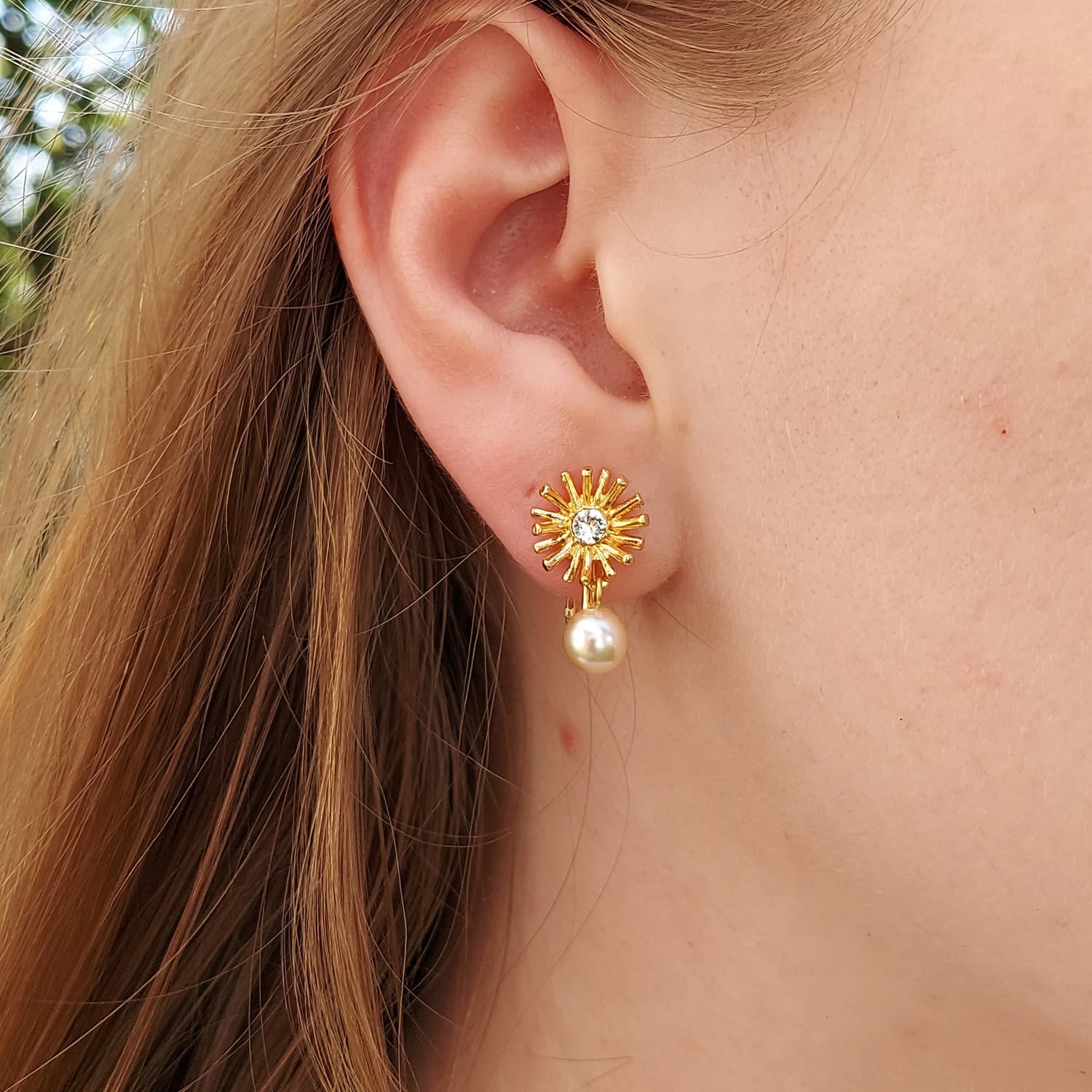 Platinum & Pearl Drop Clip On Earrings, Series Bouquet