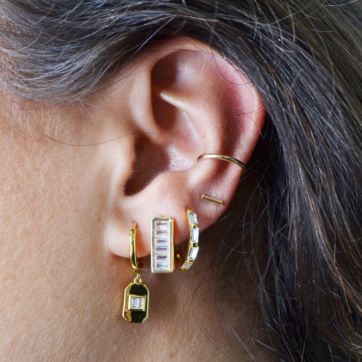 Dangle Baguette Huggies