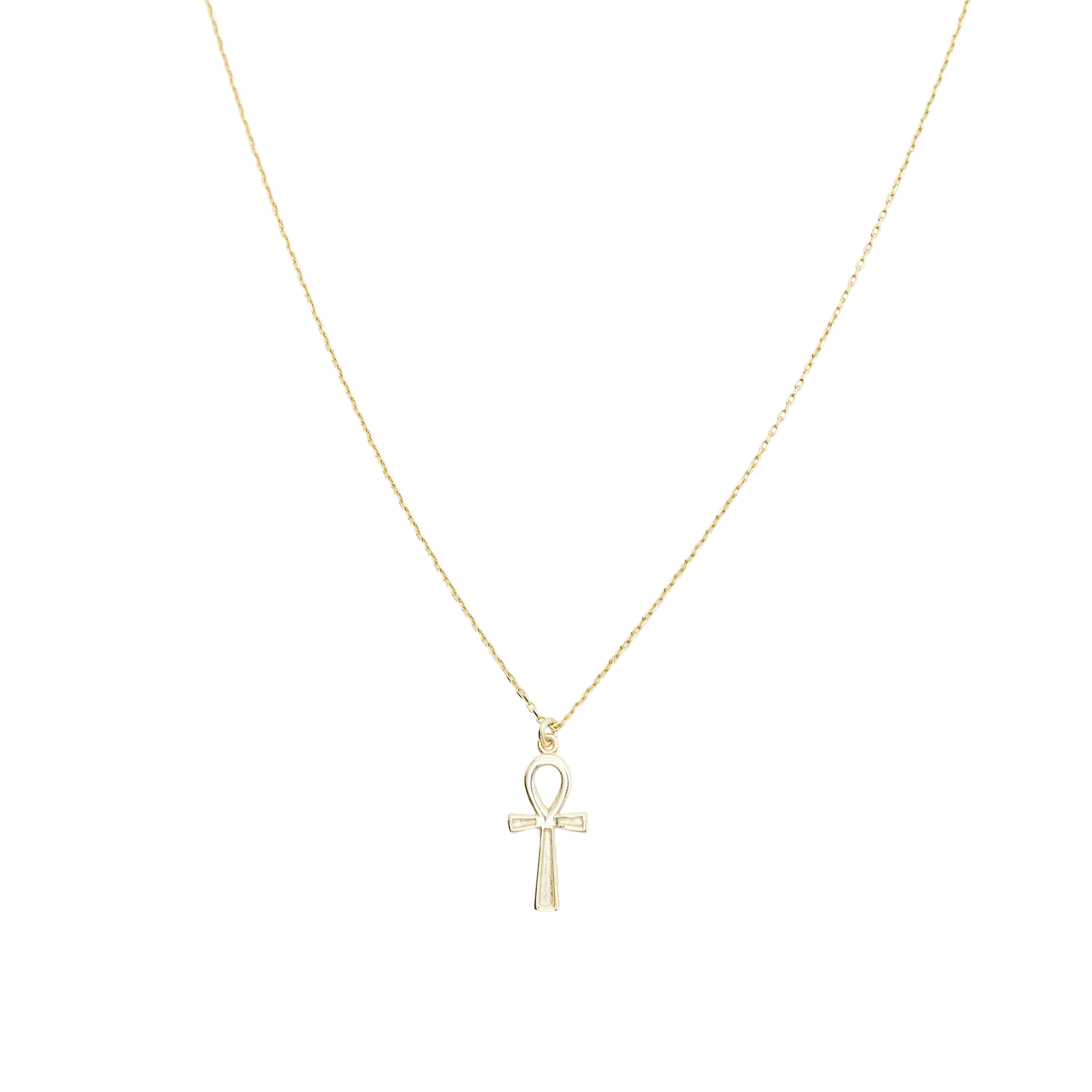 Sterling Silver Egyptian Ankh Necklace - Gold