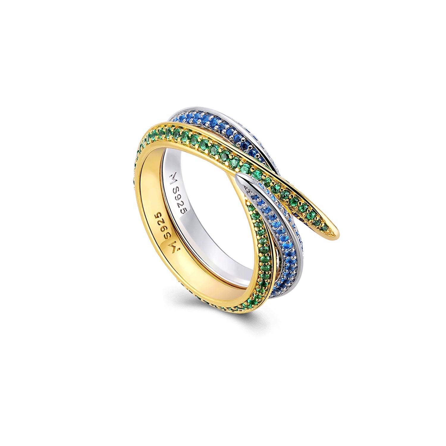Pointed Curve Ring - Gold, Blue Stone