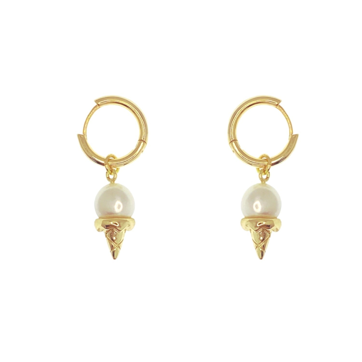 Pearl Ice Cream Hoop Earrings