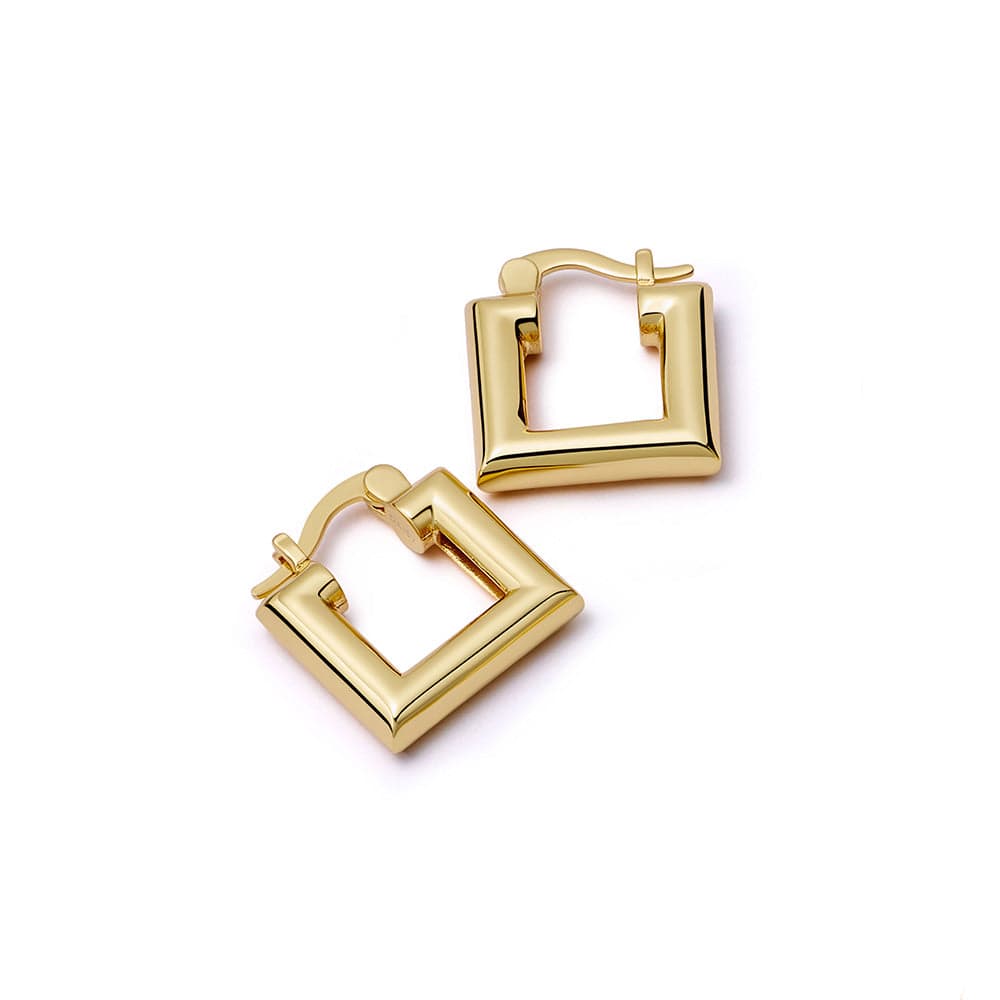 Polly Mini Chubby Square Hoop Earrings 18ct Gold Plate