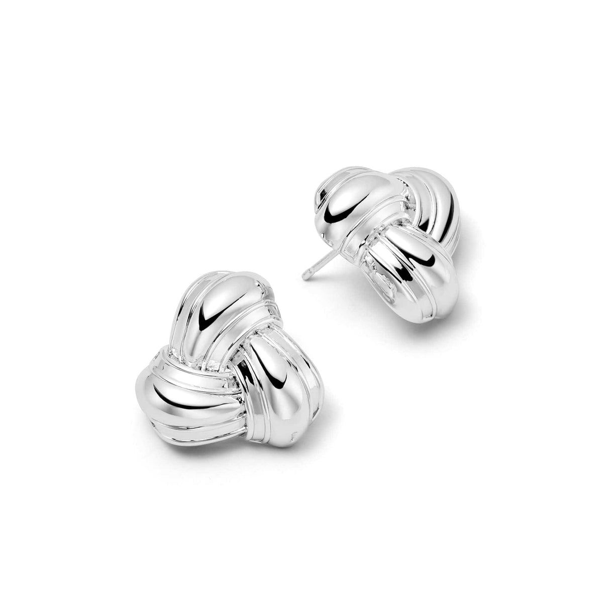 Polly Knot Stud Earrings Silver Plate