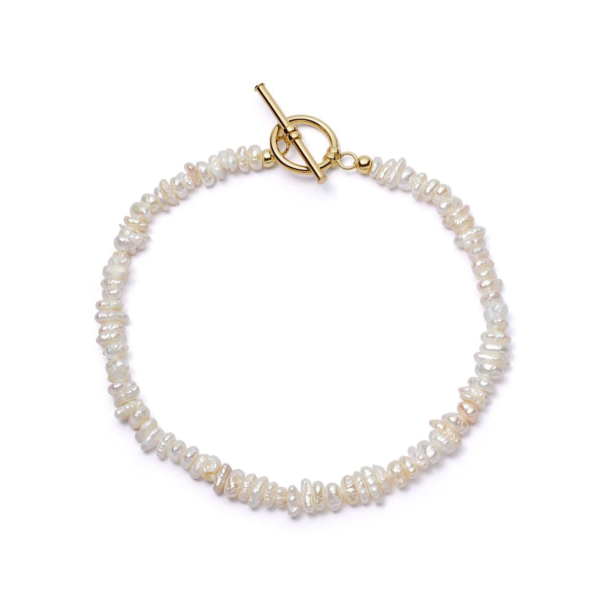 Polly Beach Pearl T Bar Bracelet 18ct Gold Plate