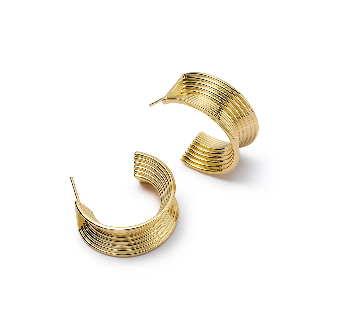 Polly Chunky Tidal Hoops 18ct Gold Plate