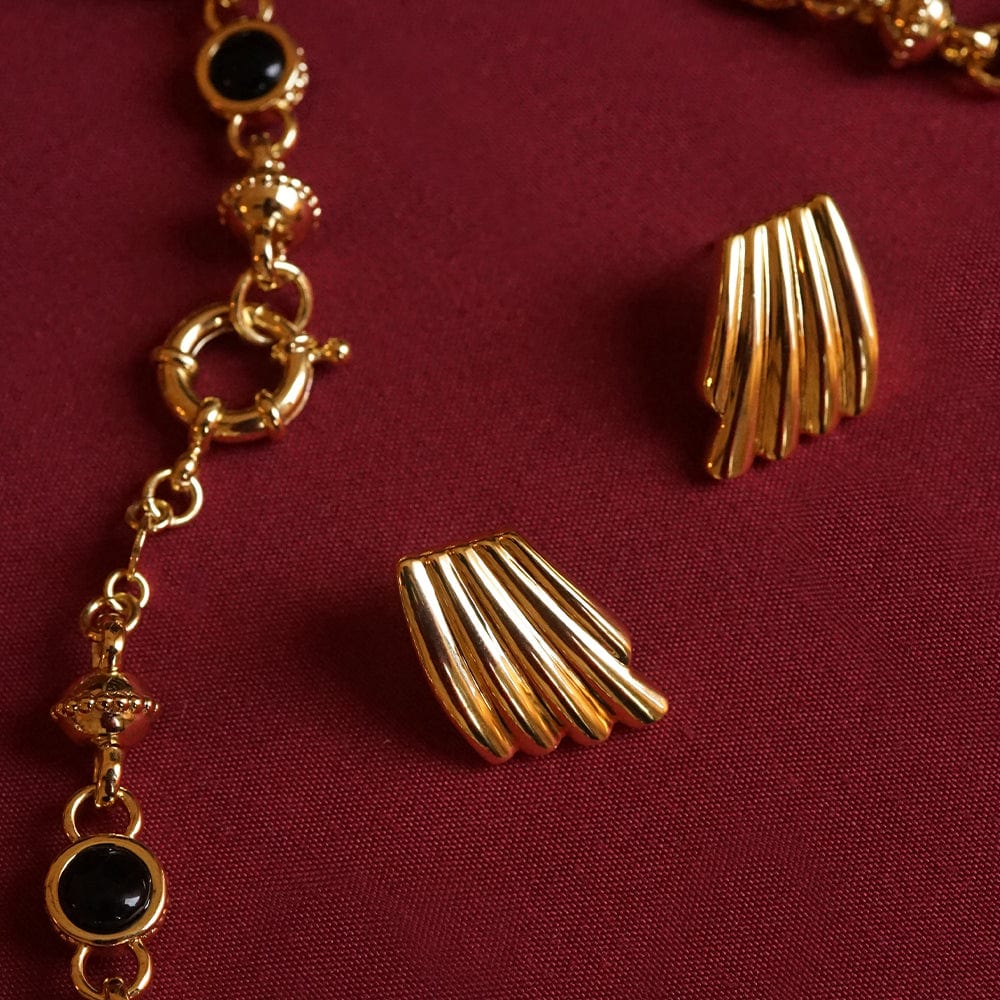 Polly Mini Wave Stud Earrings 18ct Gold Plate