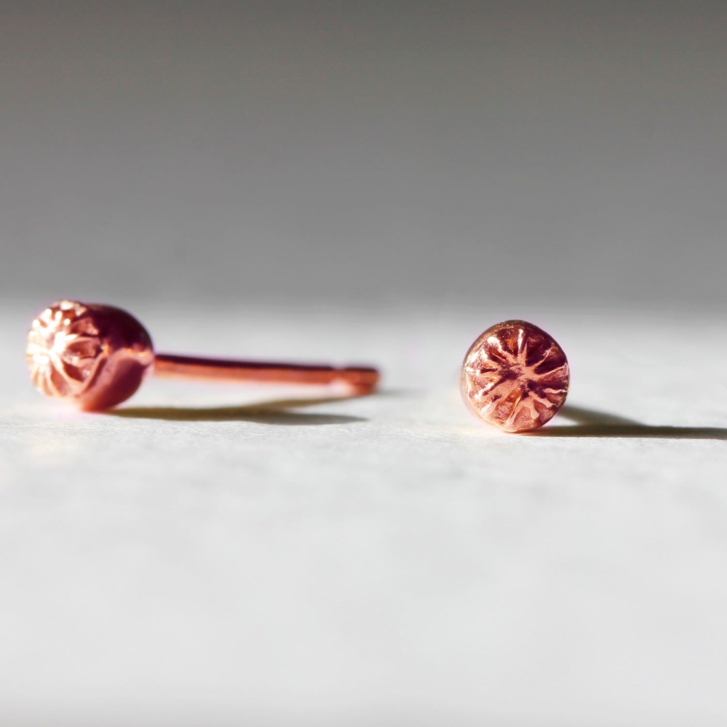 Poppy Seedpod Earrings - Rose Gold
