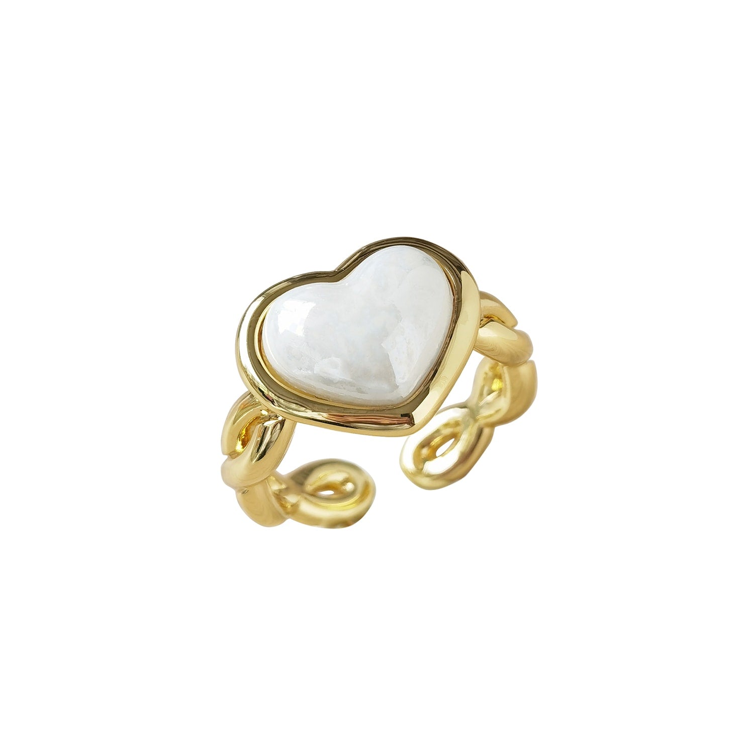 Porcelain Pearly White Heart Braided Ring