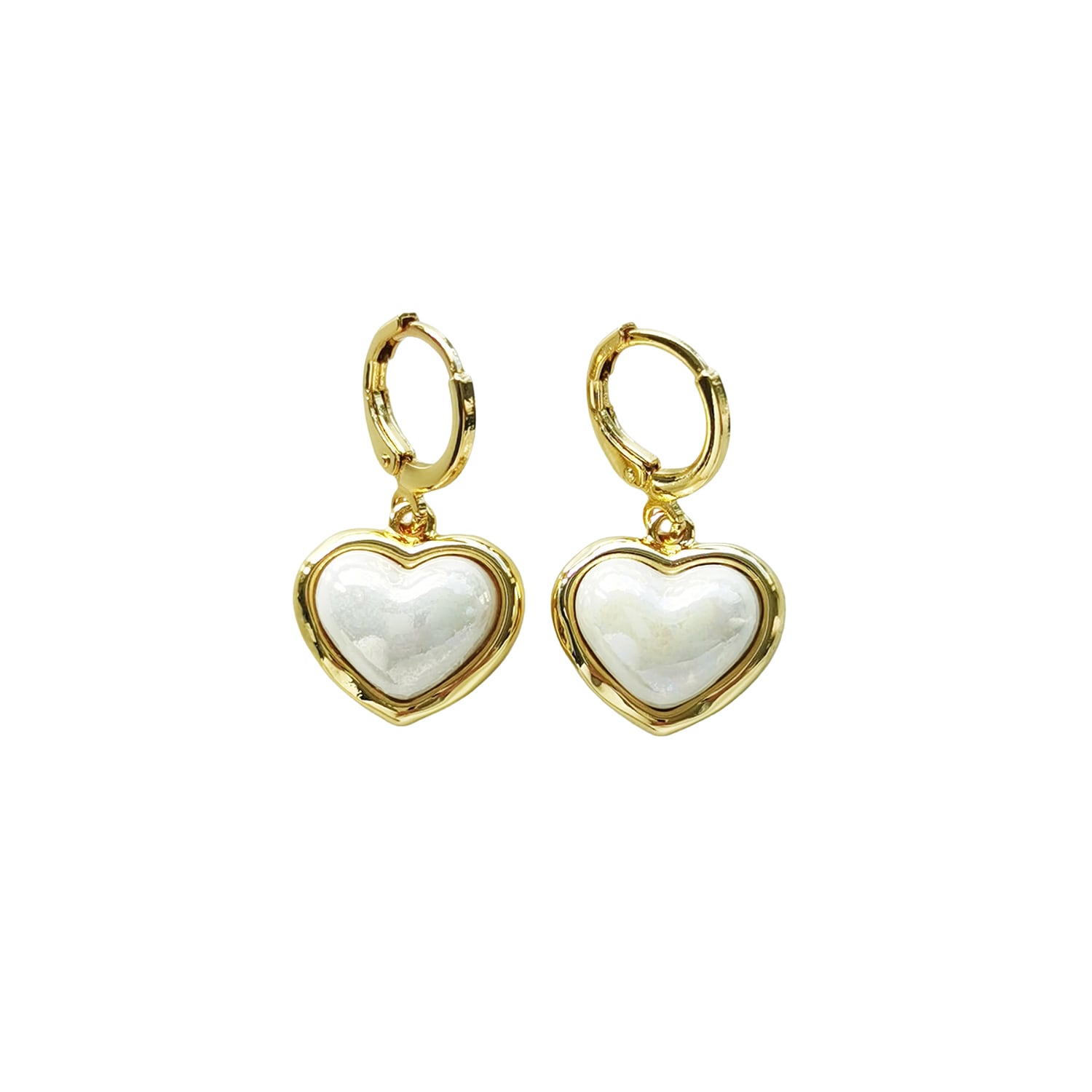 Porcelain Pearly White Heart Drop Earrings