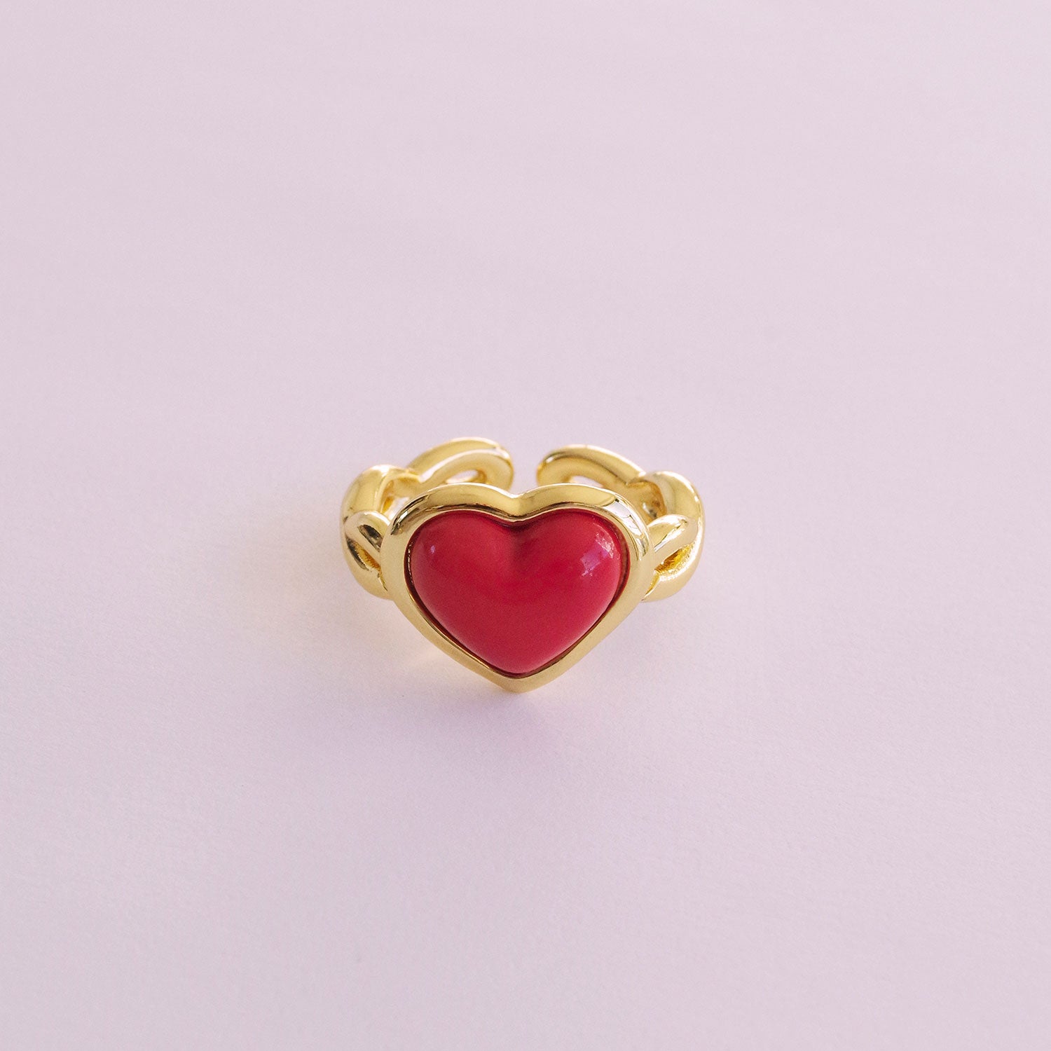 Porcelain Red Heart Braided Ring