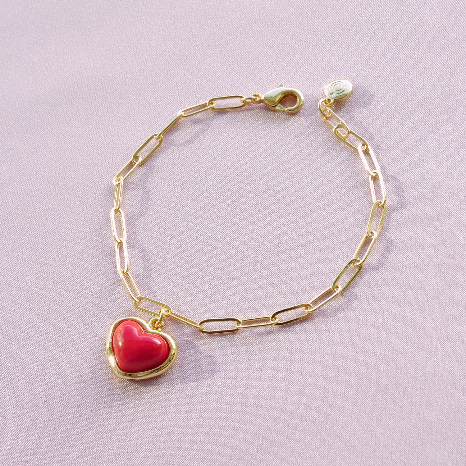 Porcelain Red Heart Charm Bracelet