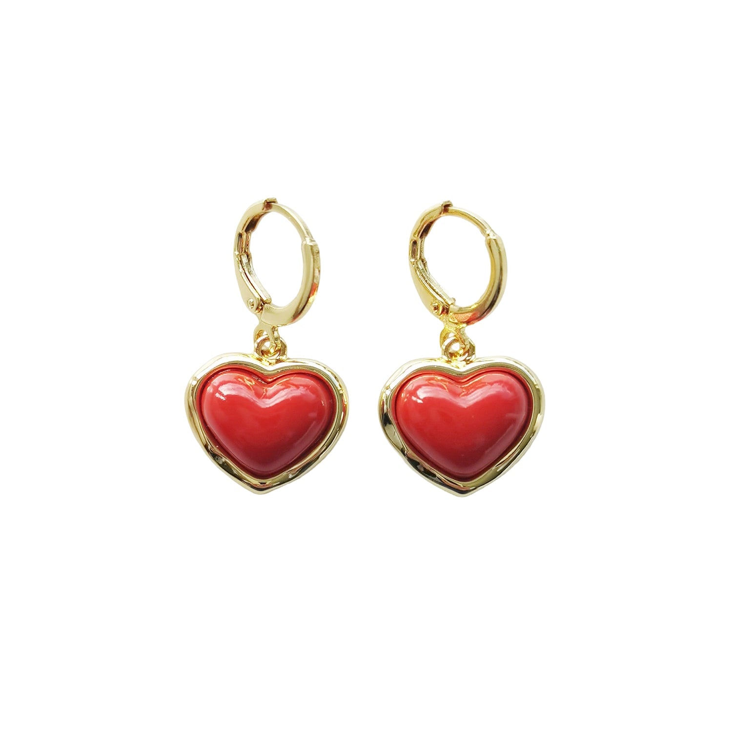 Porcelain Red Heart Drop Earrings