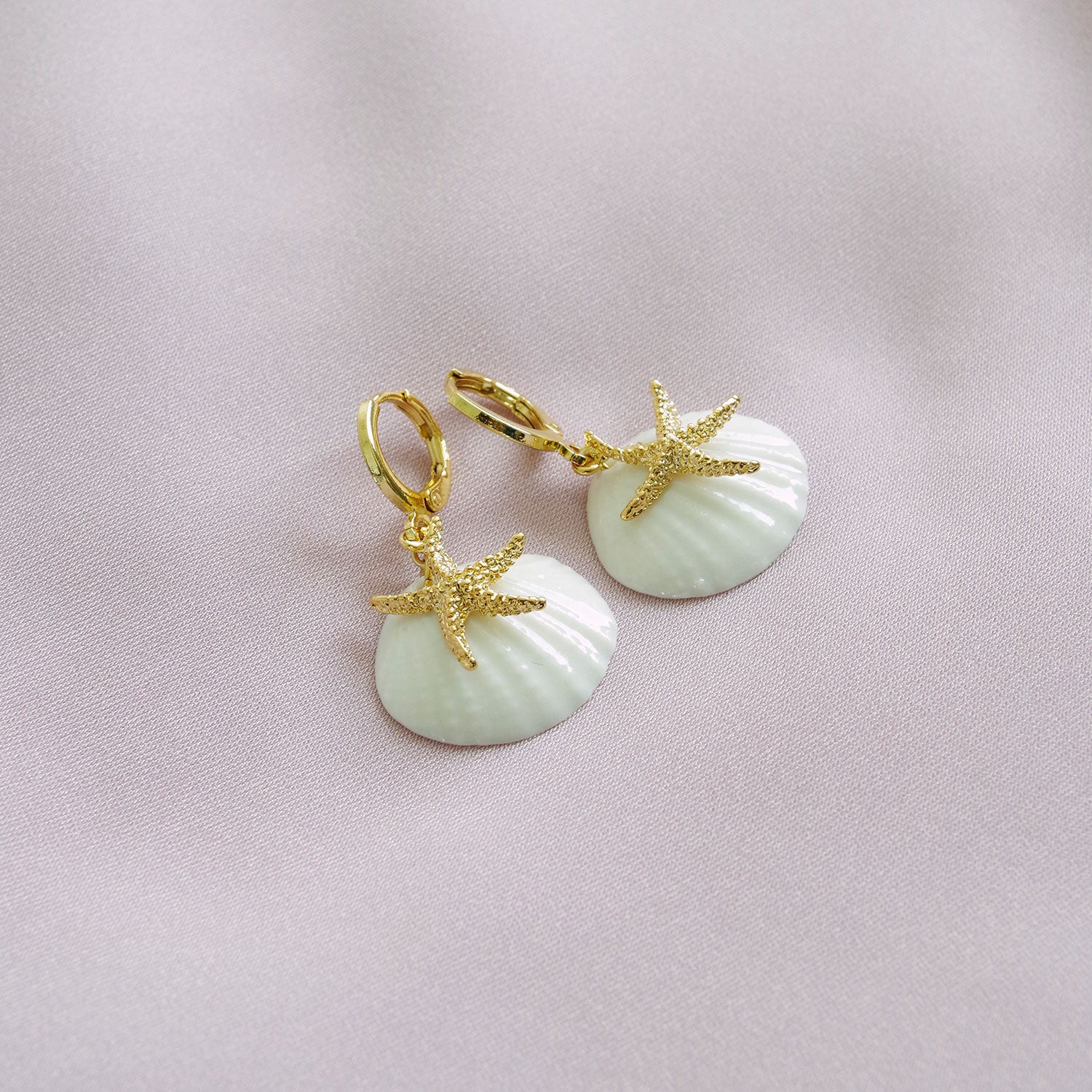 Porcelain Shell And Sea Star Earrings