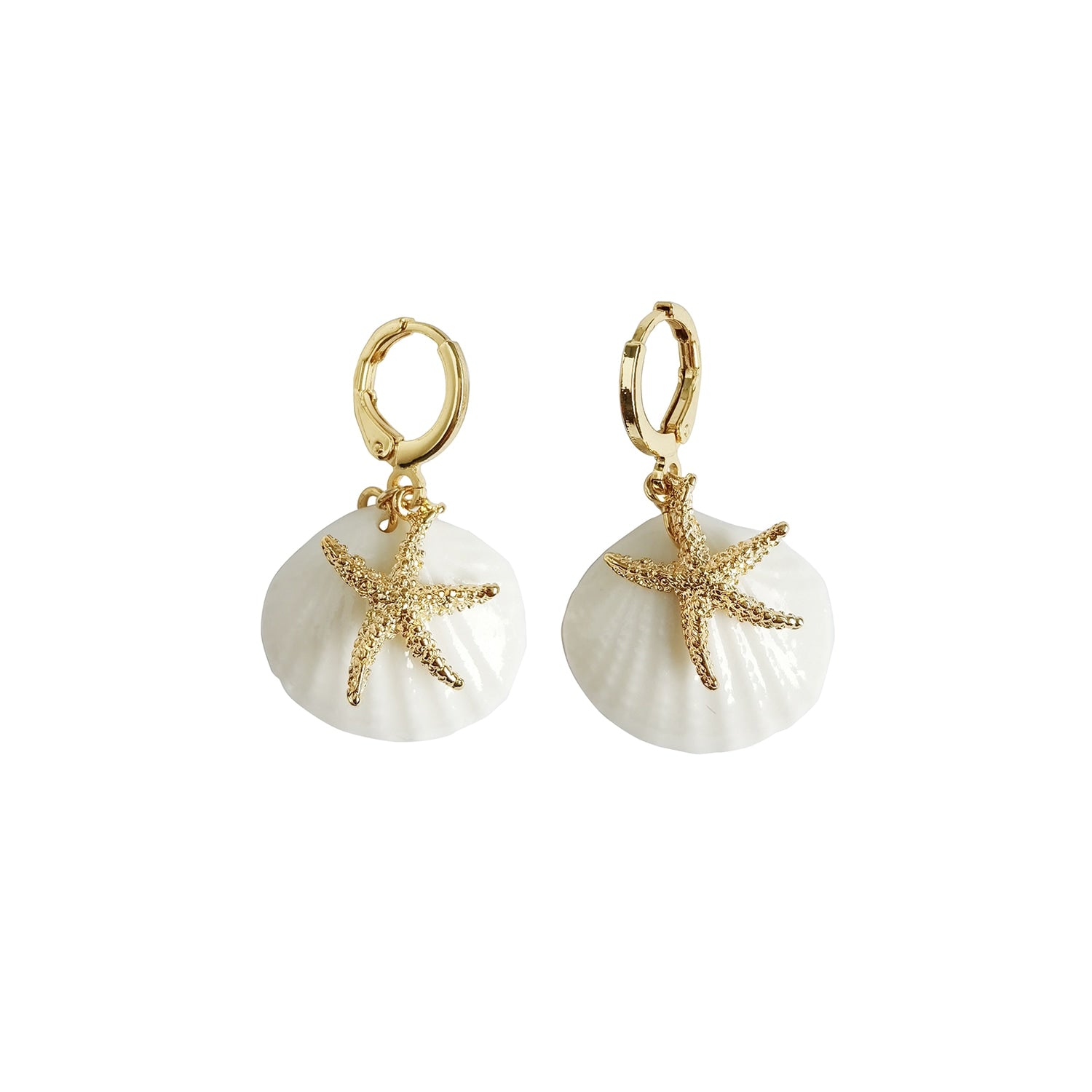 Porcelain Shell And Sea Star Earrings