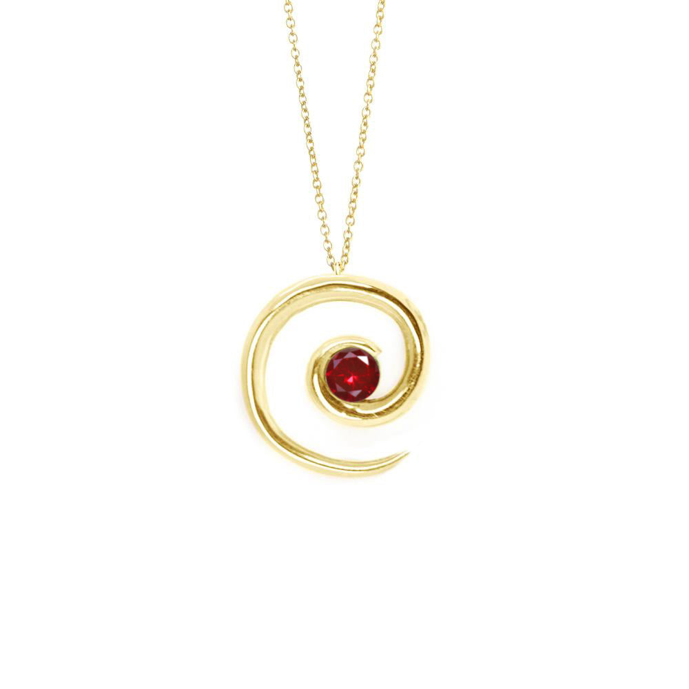 Yellow Gold Vermeil Spiral Ruby Necklace