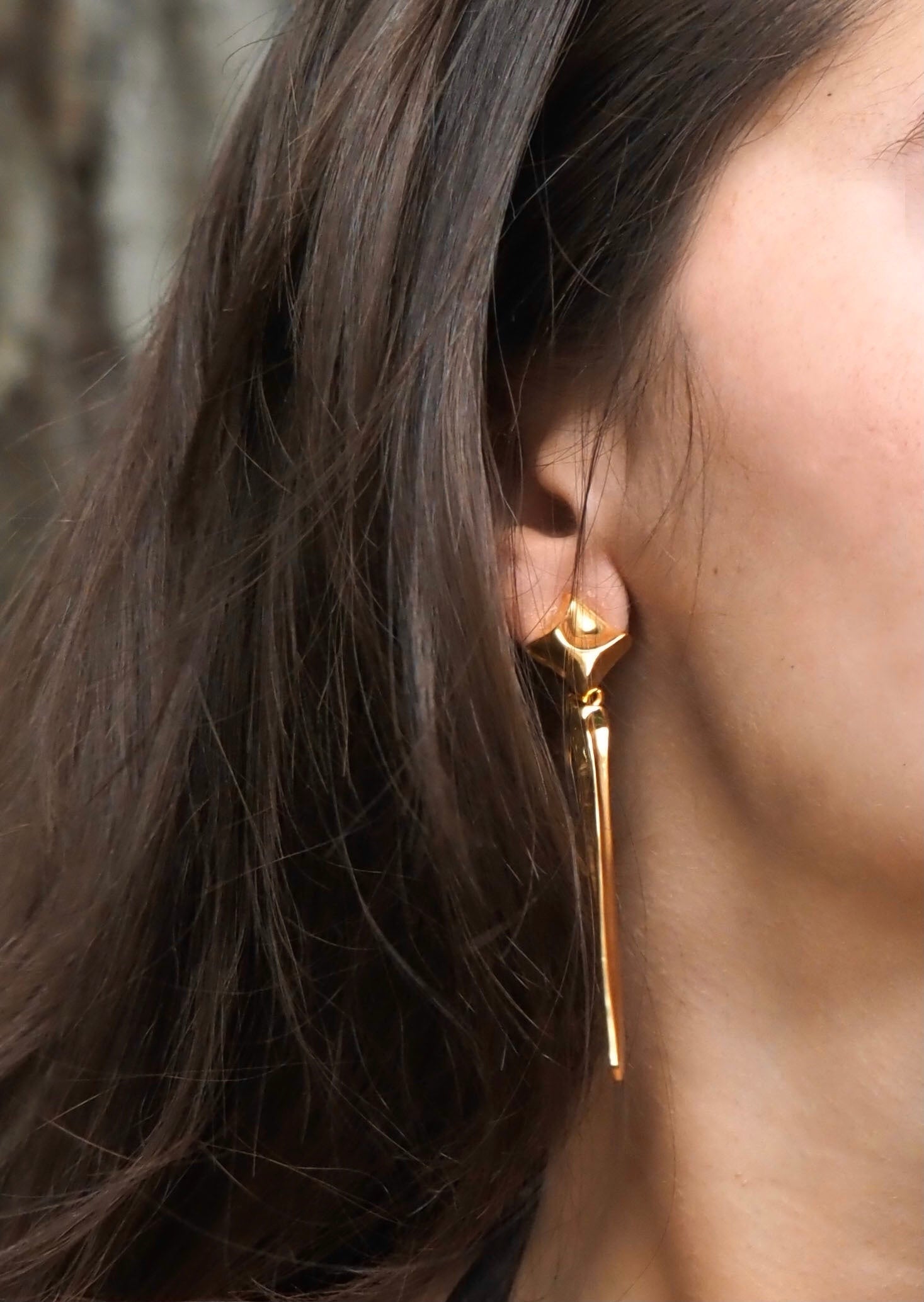 Power Kiss Earring With Removable Drop- Gold