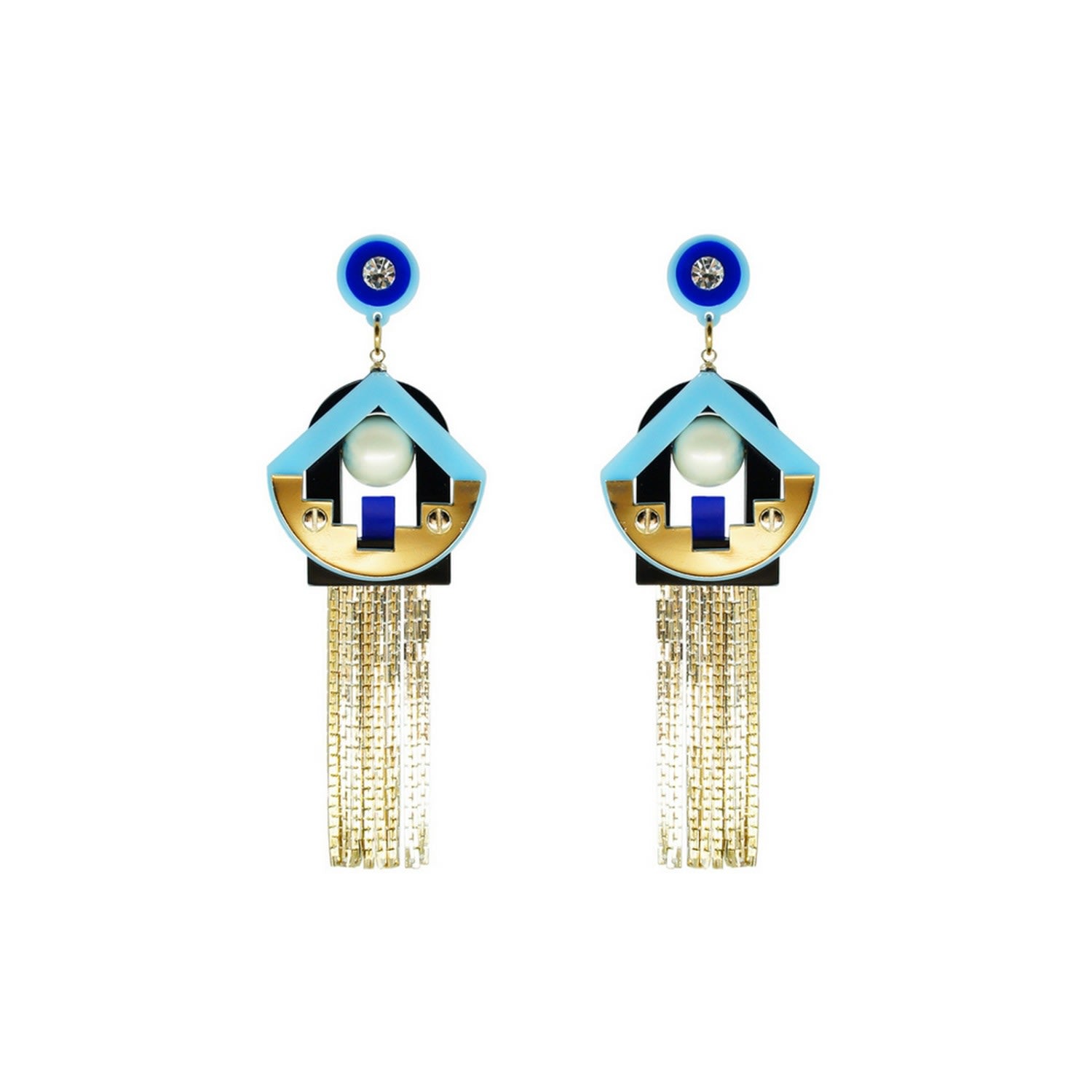 Handmade Acrylic Earring Maya - Blue