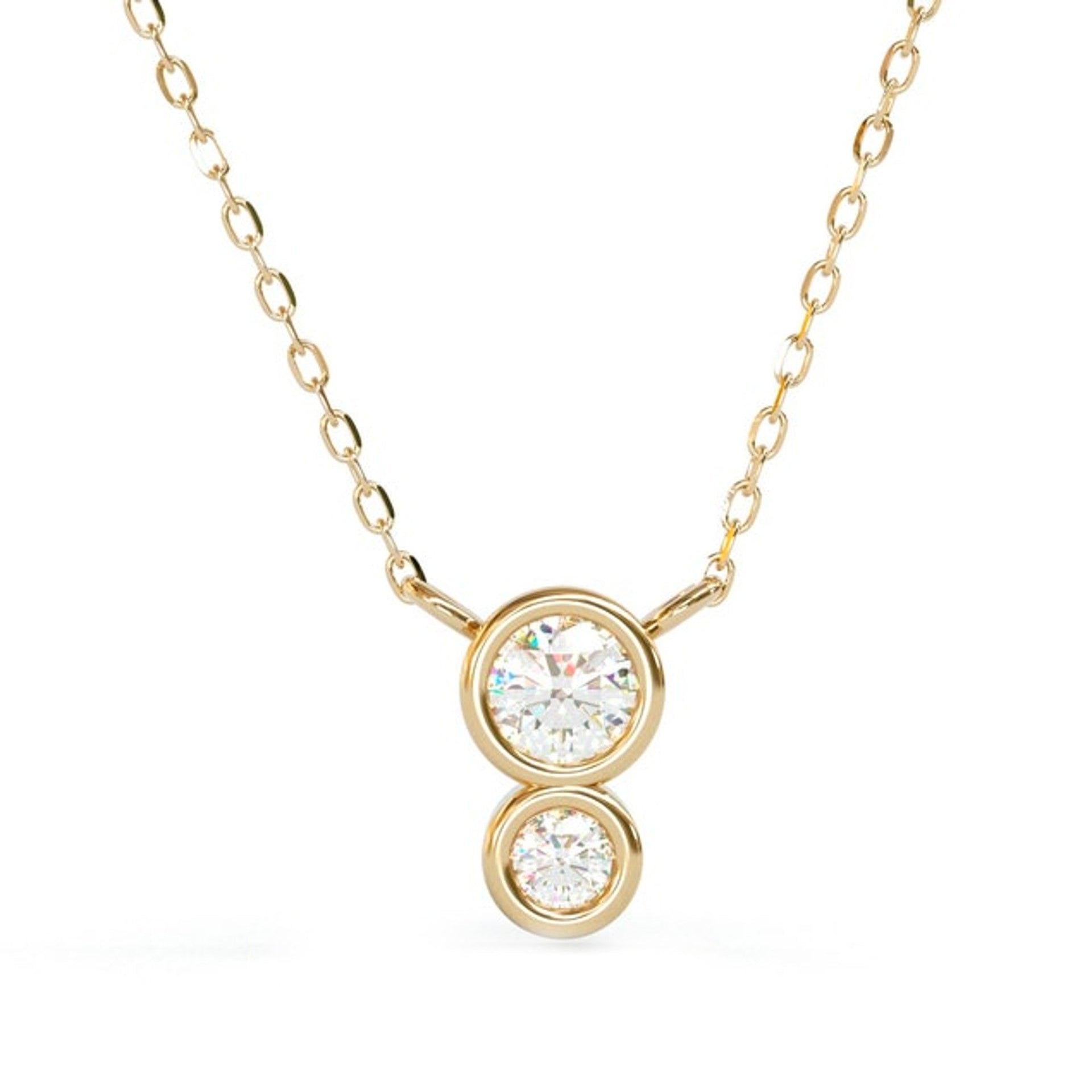 Circinius Double Diamond Pendant Necklace Rose Gold