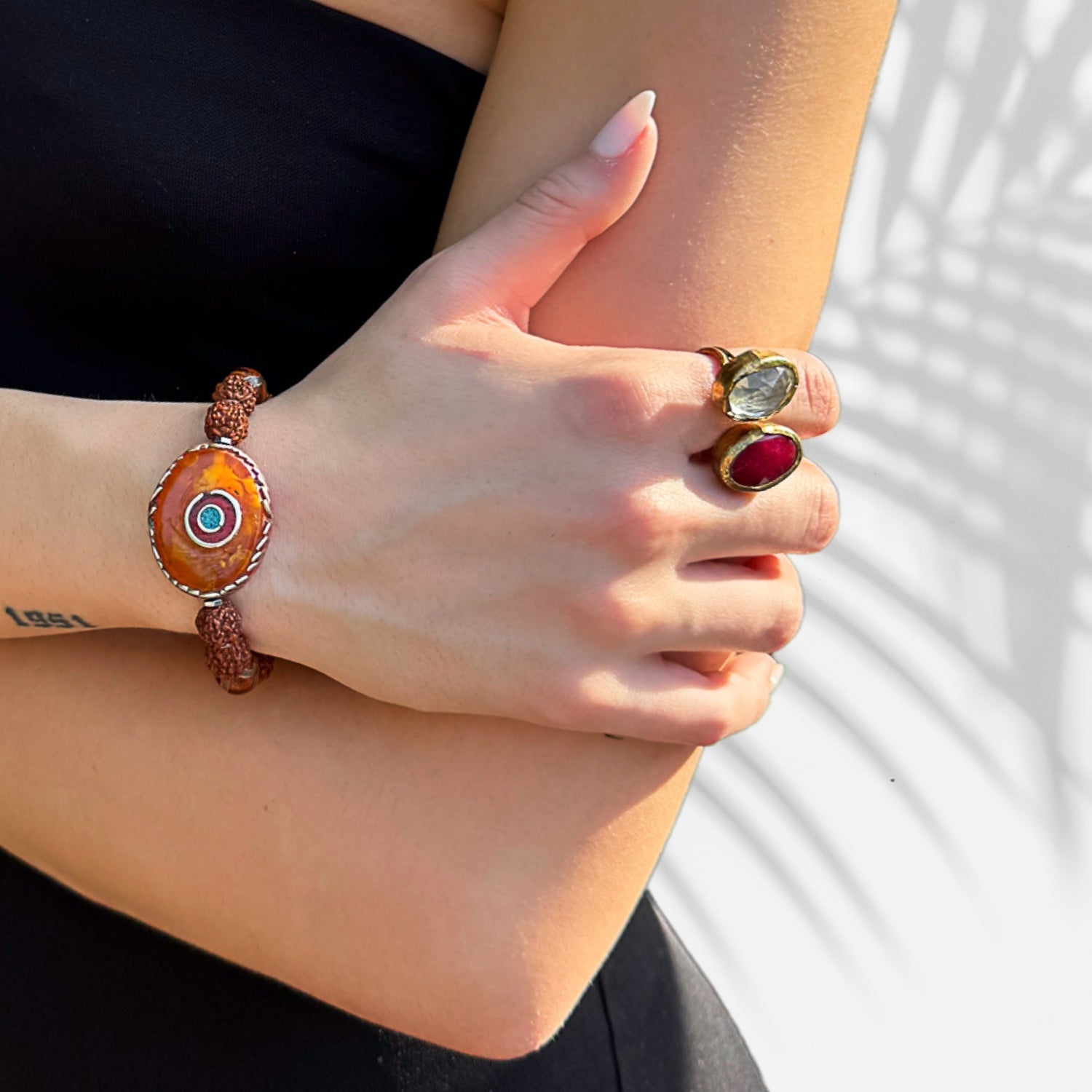 Prayer Beads Rudraksha Meditation Mala Bracelet - Brown