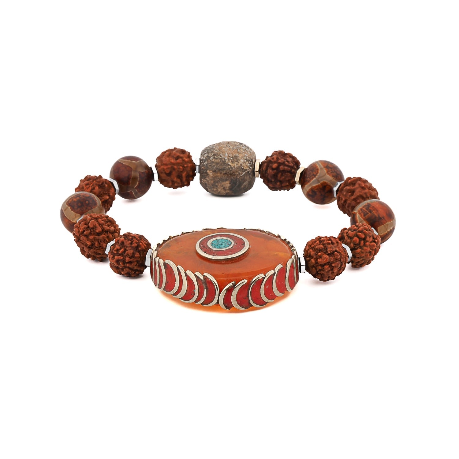 Prayer Beads Rudraksha Meditation Mala Bracelet - Brown