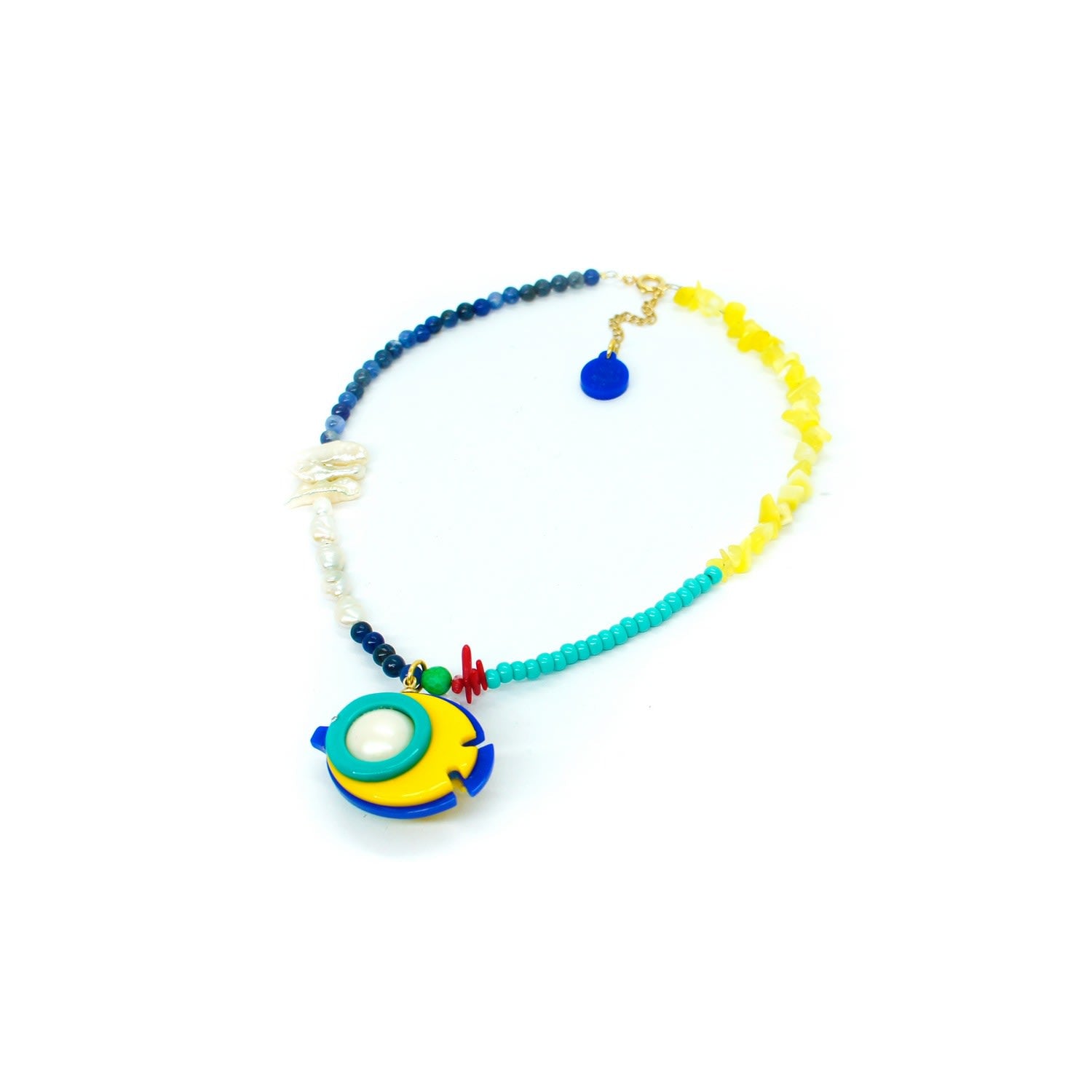 Handmade Necklace Beads And Pendant Fish Tang Yellow