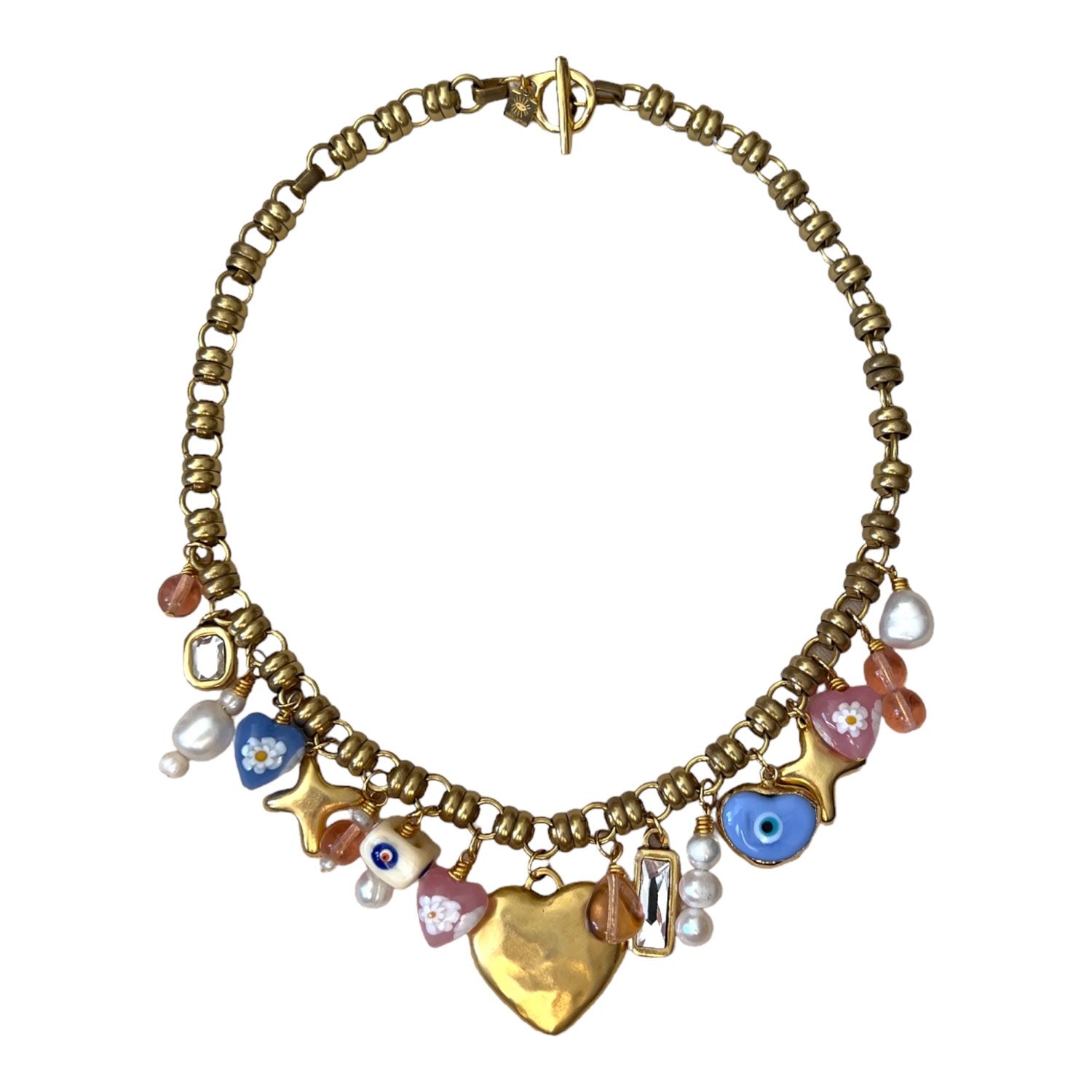 Toulouse Pink & Blue Charm Necklace