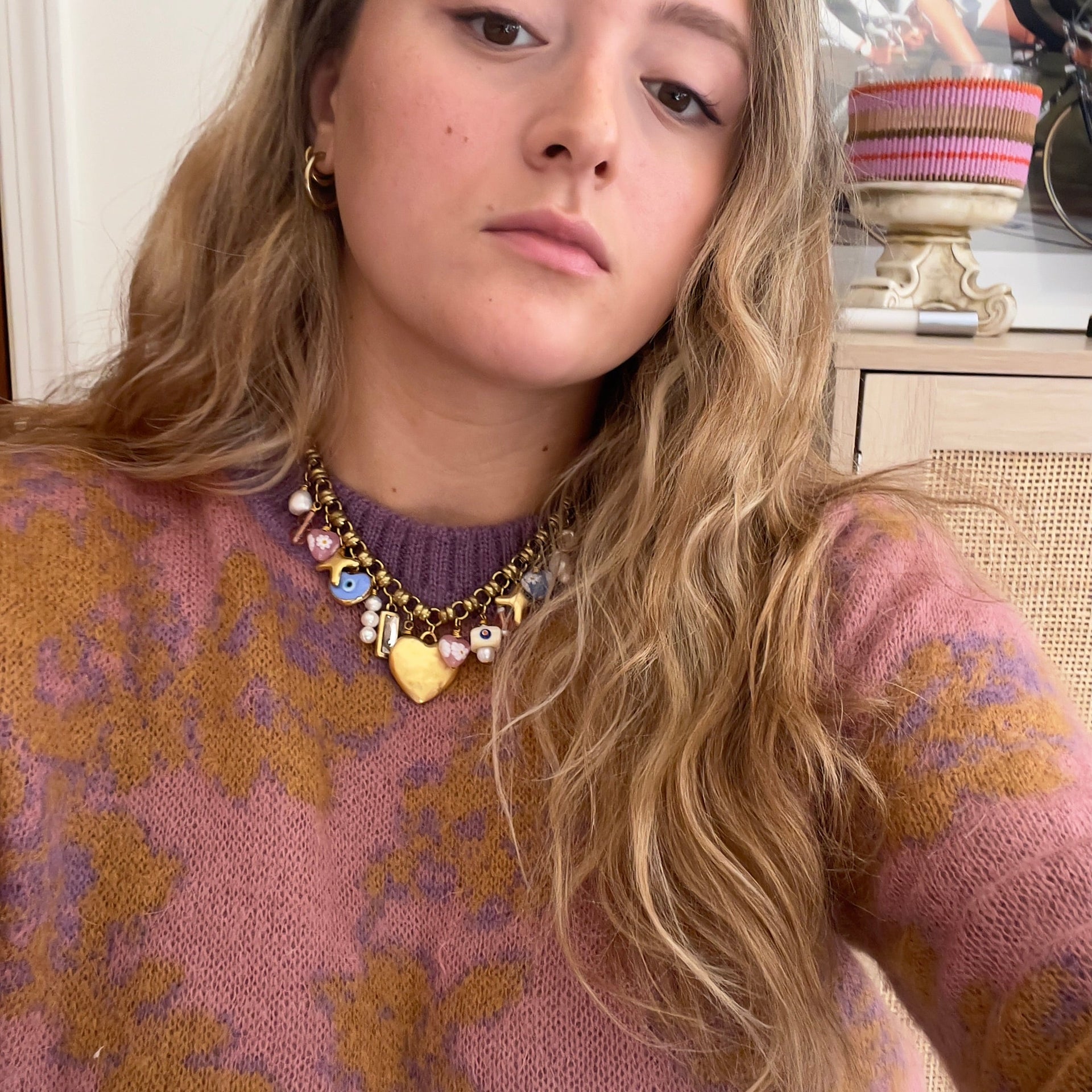 Toulouse Pink & Blue Charm Necklace