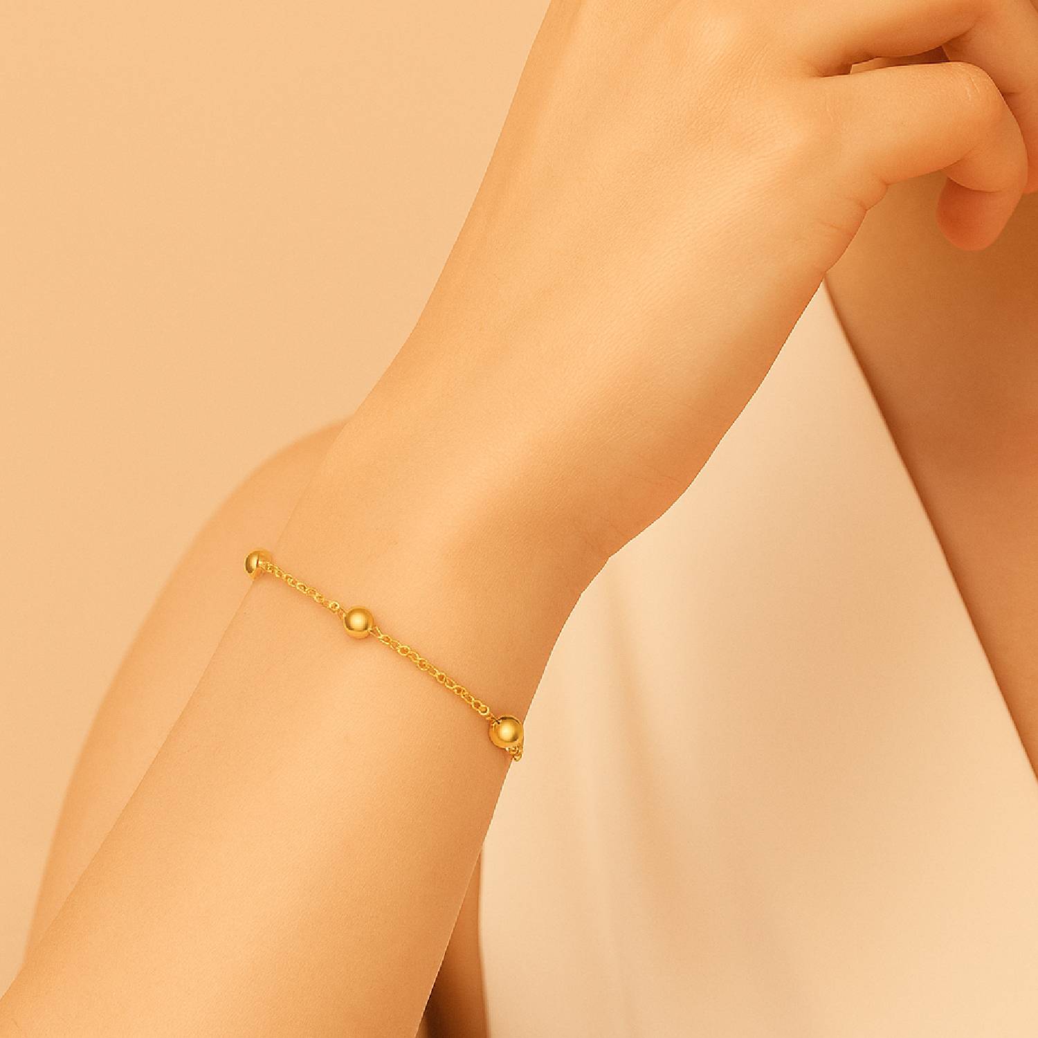 Precious Light Bracelet In Sterling Silver Gold-Plated– Six Sparkling Silver Spheres