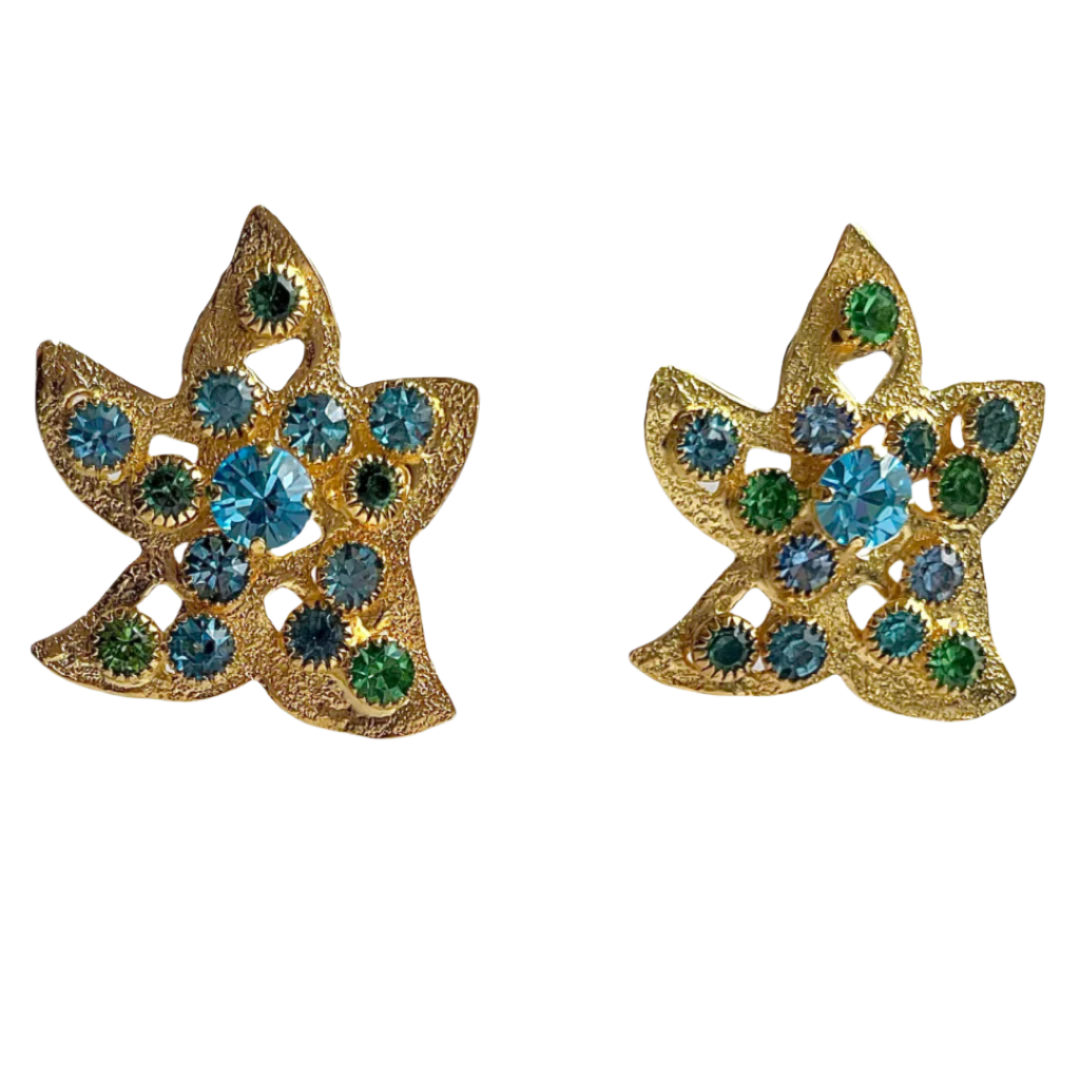 Pretty Blue Green Star Fish Earrings