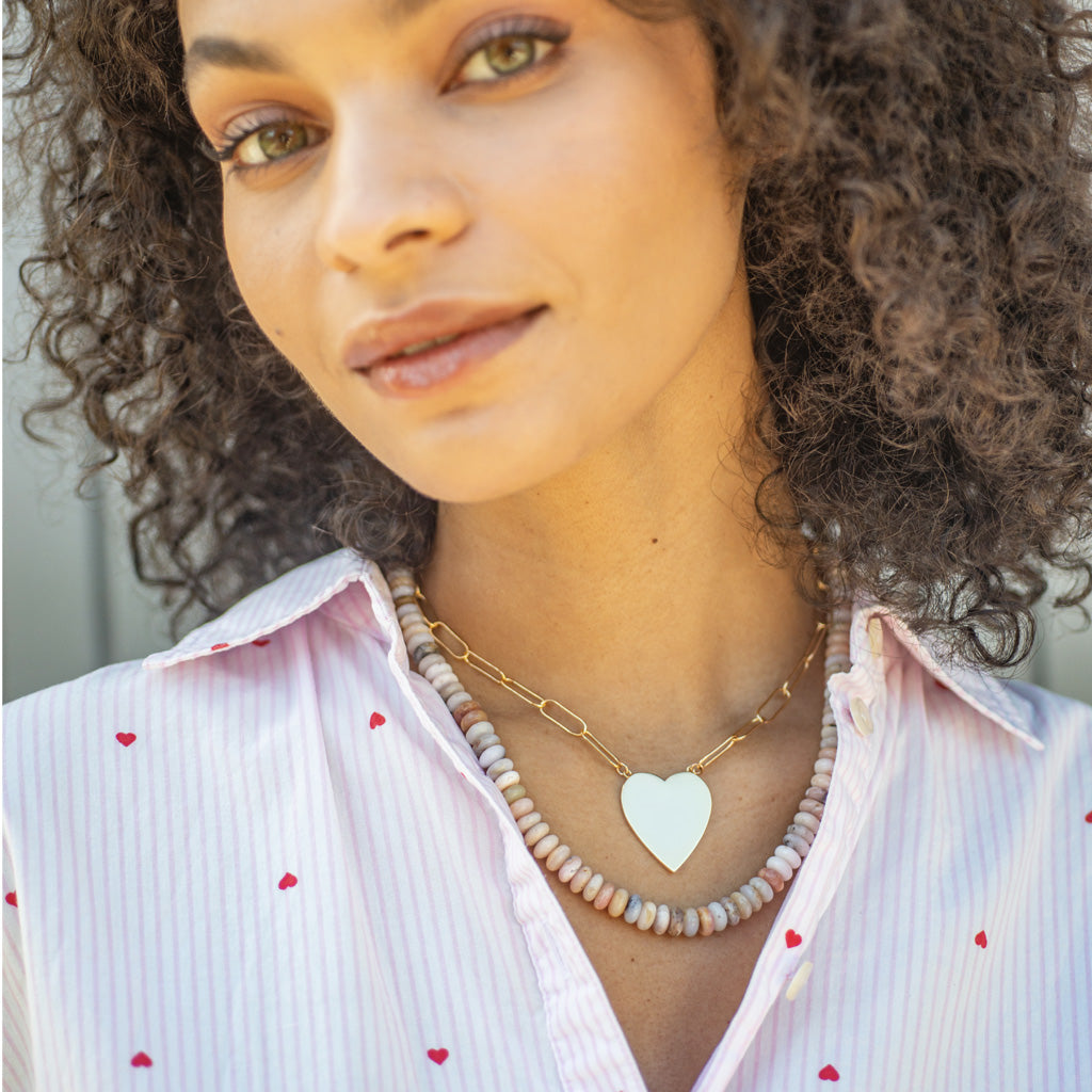 Large Heart Pendant On Large Link Chain Gold Filled