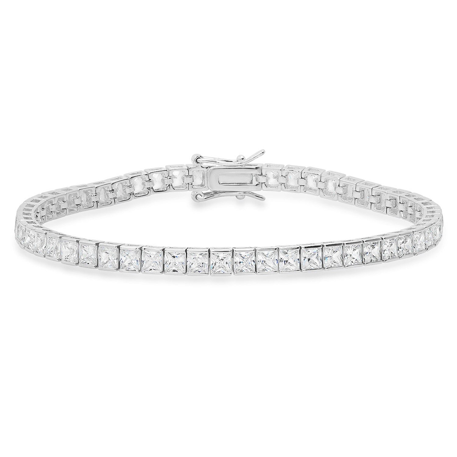 Princess Cut Diamond Cz Tennis Bracelet In Sterling Silver