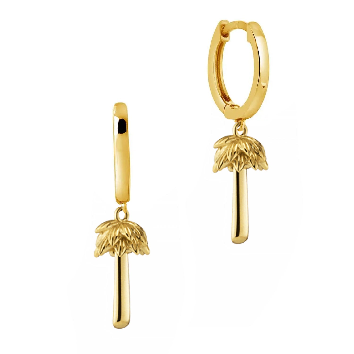 Priscilla Palm Tree Gold Huggie Hoop Earrings