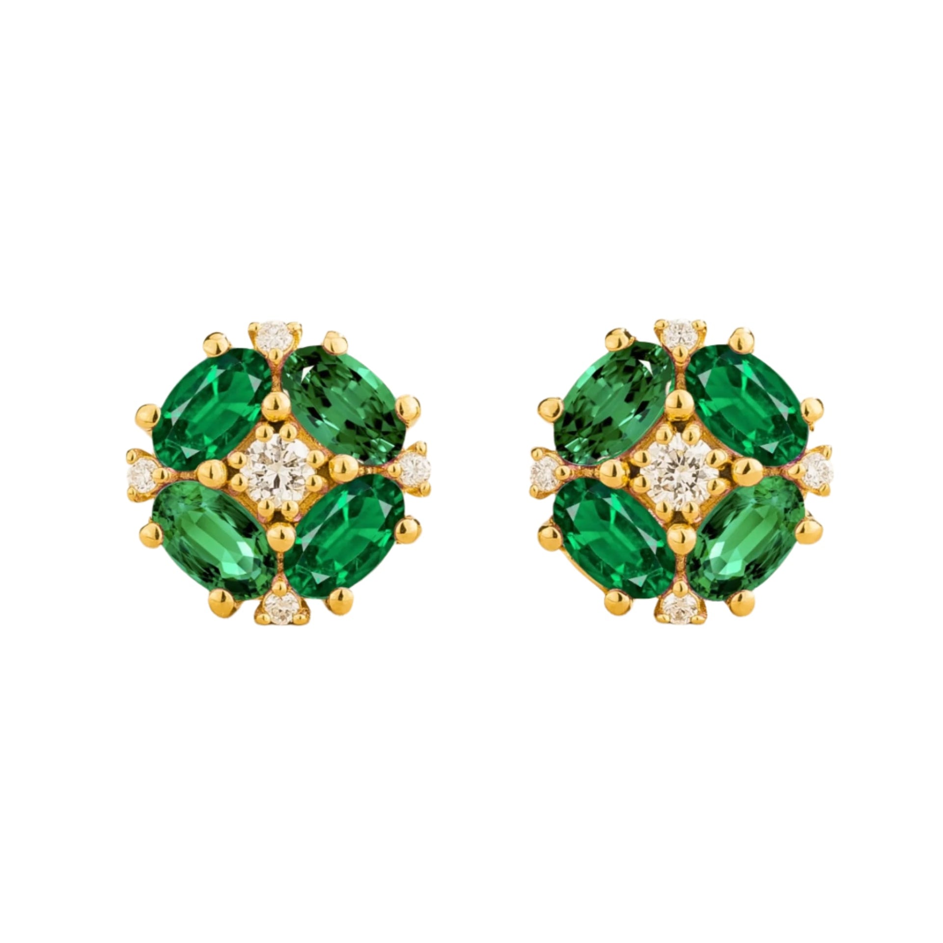 Pristi Gold Earrings Diamond & Emerald