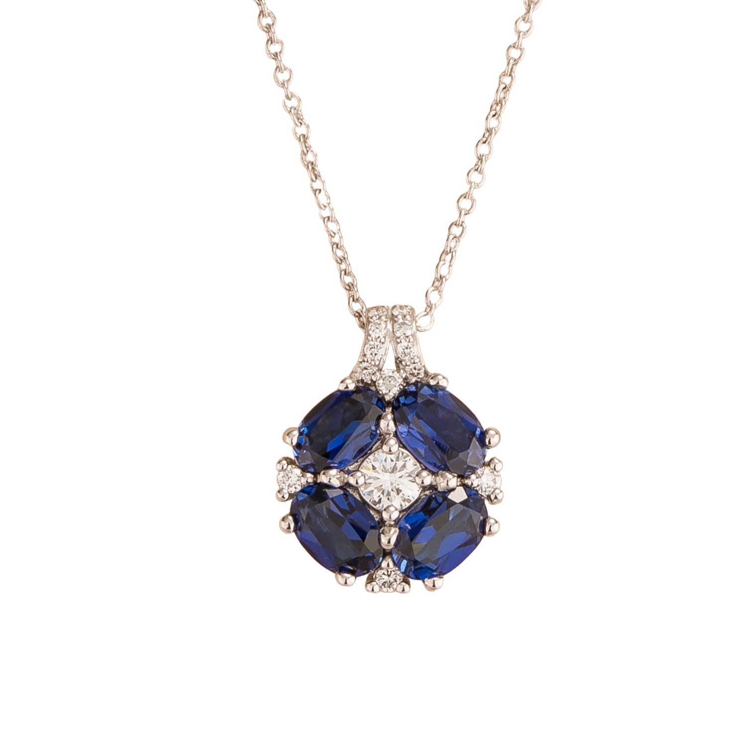 Pristi White Gold Necklace Blue Sapphires & Diamonds
