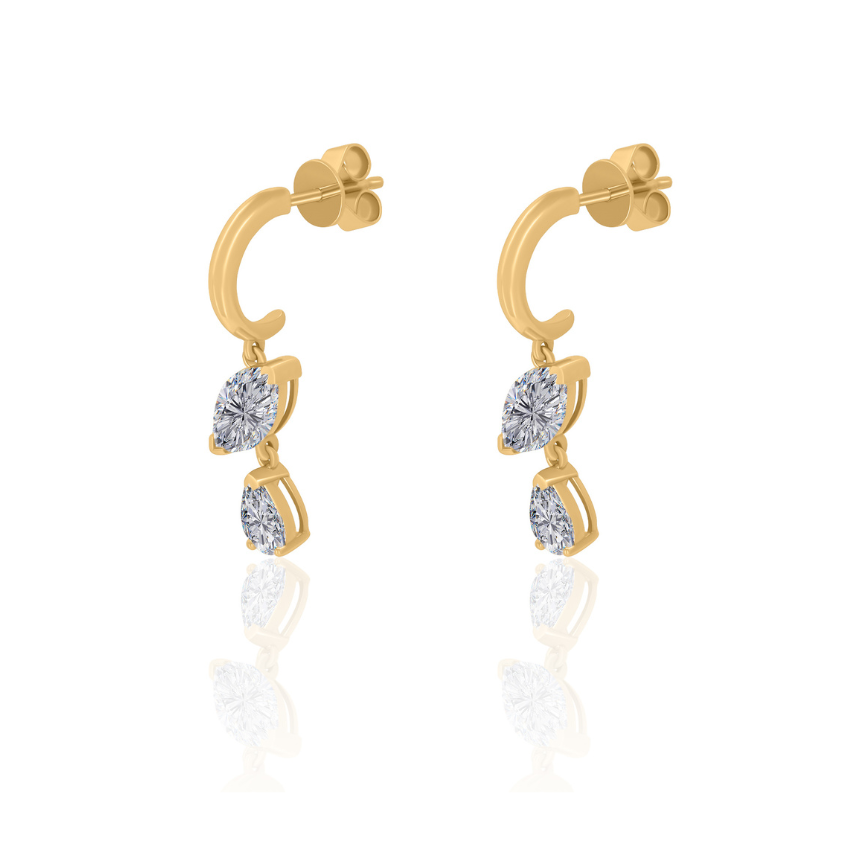 Gold Lab Diamond Marquise and Pear Drop Earrings