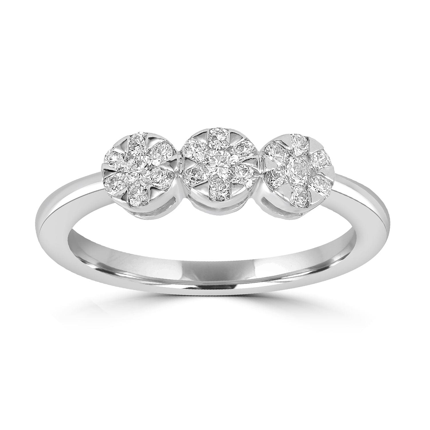 Prong Diamond Flower Band Ring In White Gold