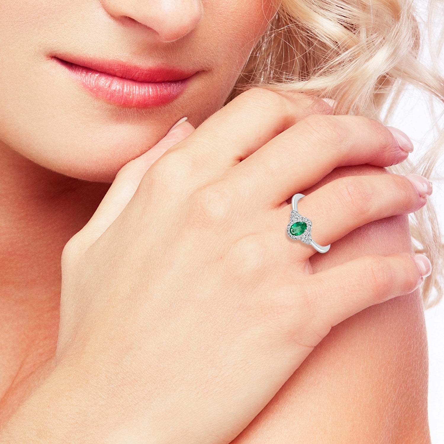 White Gold Emerald & Diamond Statement Band Ring