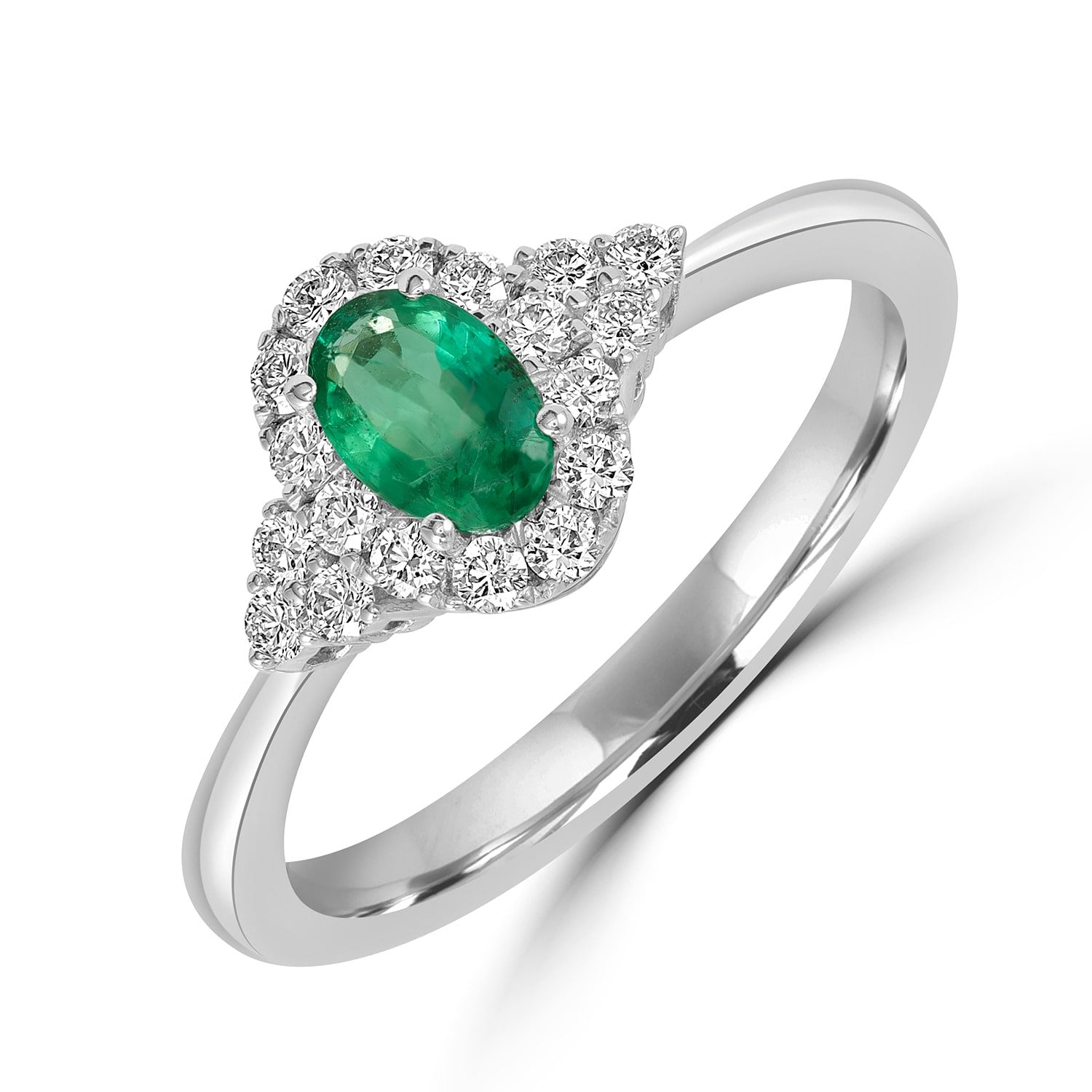 White Gold Emerald & Diamond Statement Band Ring