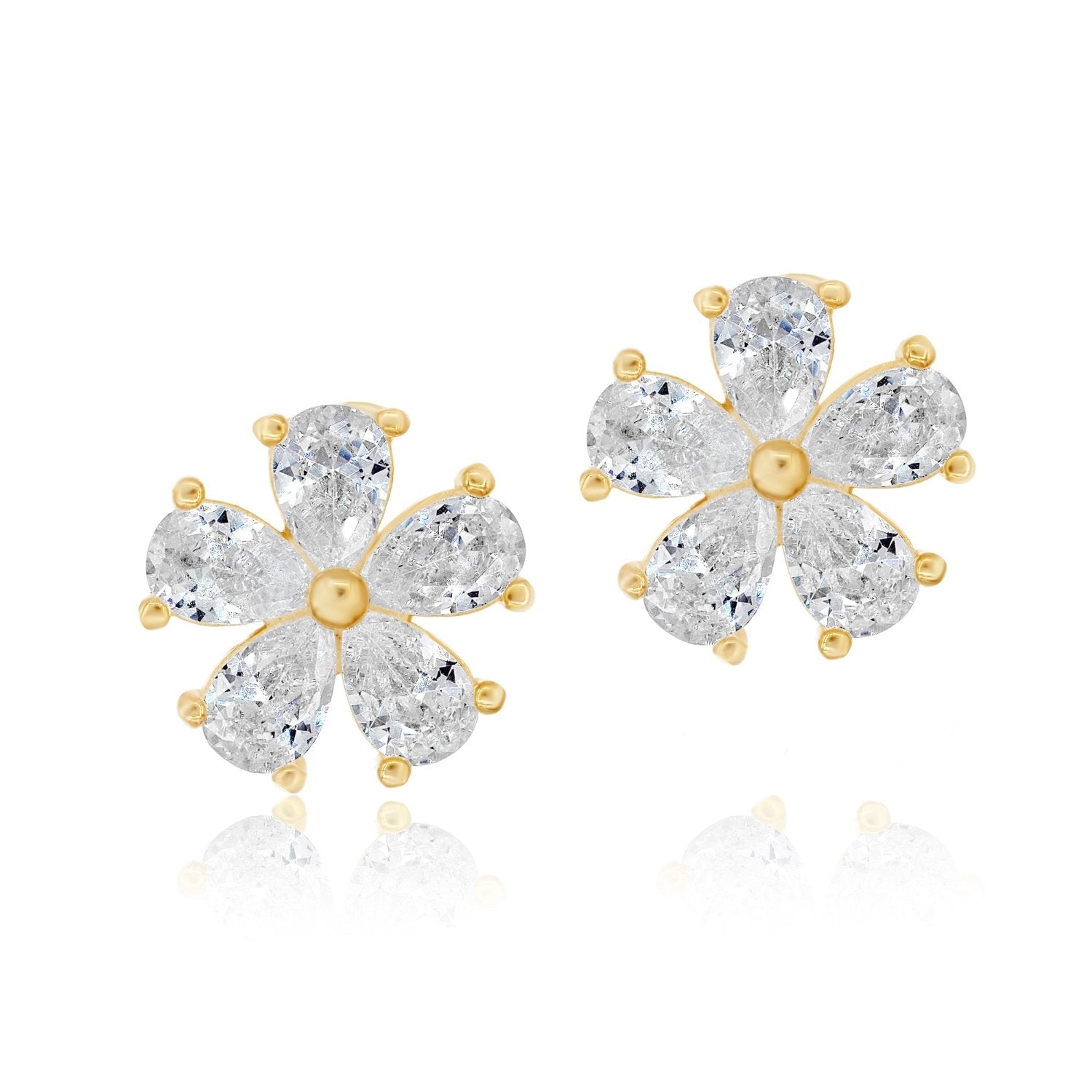 Prong-Set Flower Studs - Gold