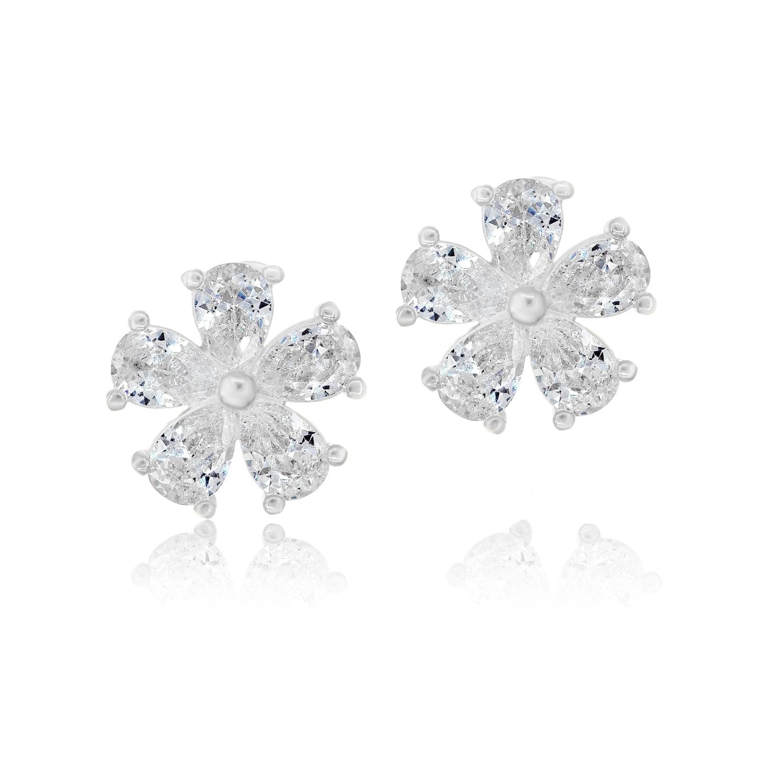 Prong-Set Flower Studs - Silver