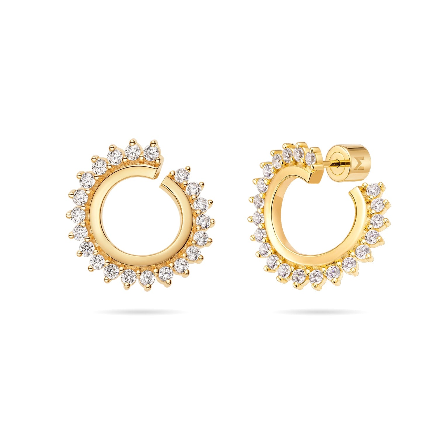 Prong Set Open Twist Hoop Earrings - Gold